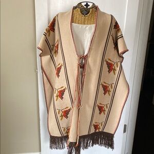Elegant Beige and Brown Women's Poncho